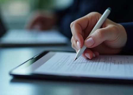 Digital signature on a tablet screen